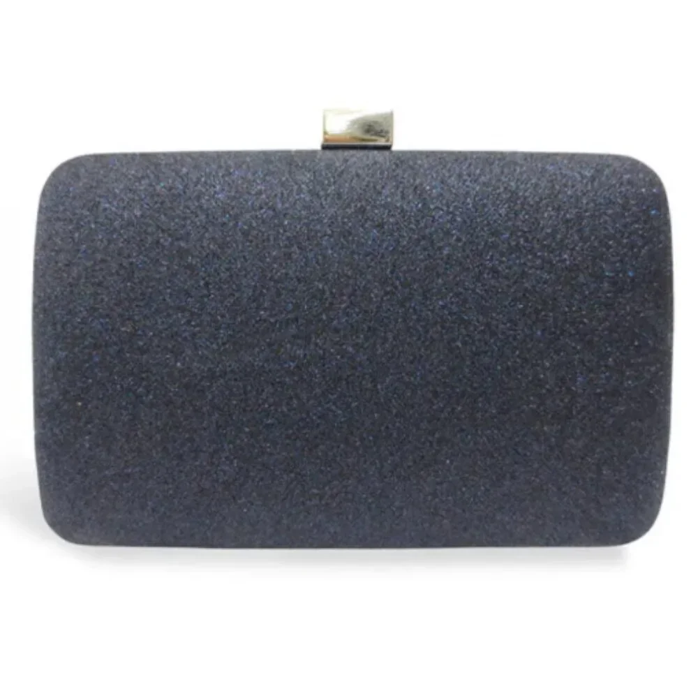 Sondra Roberts Navy Purple Glitter Box Clutch
